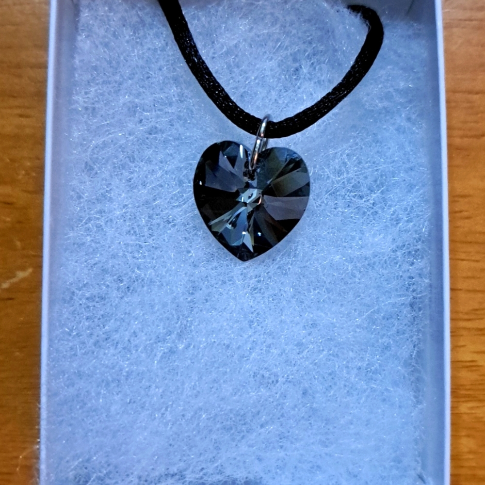 Midnight Shadow Crystal Heart Necklace